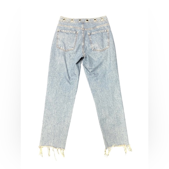 Garage Denim Distressed Blue Jeans w/Waist Round Cut Outs / Size: 3 (Juniors) - Picture 2 of 4